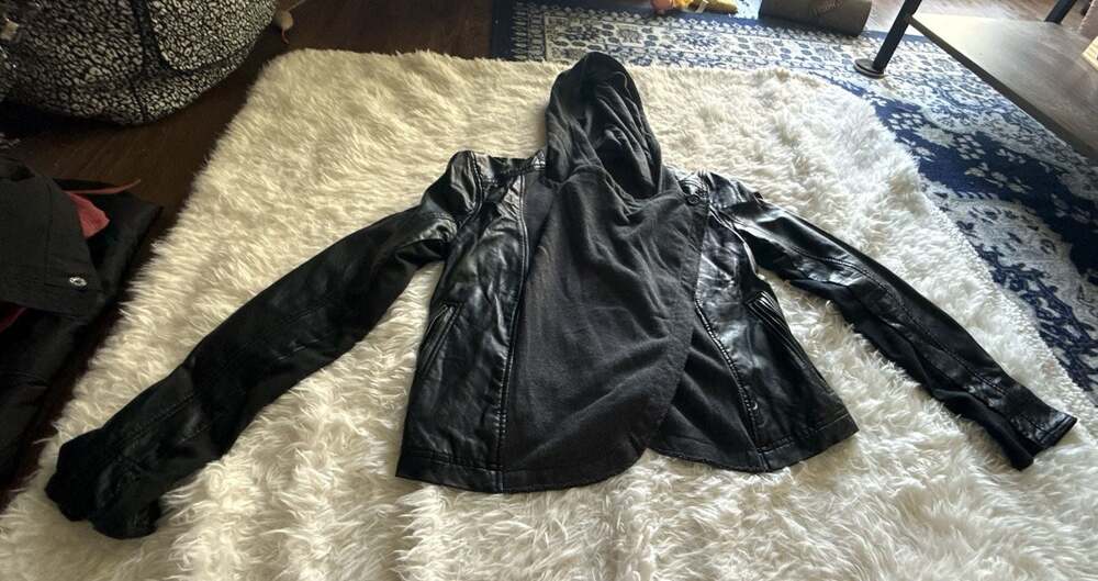 Hollister Women's Faux Leather Hooded Jacket Size S